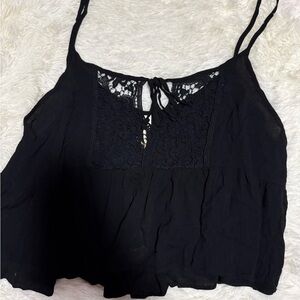 Elan Black Camisole with Lace Detail